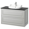 TÄNNFORSEN / RUTSJÖN Wash-stnd w drawers/wash-basin/tap, light grey/black marble effect, 102x49x76 cm