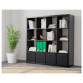 KALLAX Shelf unit with 4 inserts, black-brown, 147x147 cm