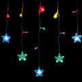 Christmas Curtain Lights Indoor 14 LED 1m, battery-operated, multicolour, clear cable