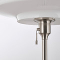 TÄLLBYN Floor lamp, nickel-plated, opal white glass, 135 cm