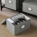 KVARNVIK Storage box with lid, grey, 25x35x20 cm