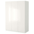 PAX Wardrobe, white, Fardal high-gloss white, 150x60x201 cm