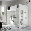 SMÅSTAD Loft bed, white blackboard surface/with desk with 4 drawers, 90x200 cm