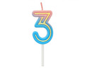 Birthday Candle 3 Neon 4cm