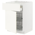 METOD / MAXIMERA Base cab f hob/drawer/2 wire bskts, white/Vallstena white, 60x60 cm