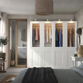 PAX / GRIMO Wardrobe with sliding doors, white/clear glass white, 200x66x201 cm