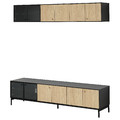 BOASTAD TV storage combination, black/oak veneer, 181x42 cm