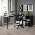 KALLAX / LAGKAPTEN Workstation, black/black-brown, 77x179x147 cm