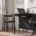 KALLHÄLL Gateleg table with storage, black/dark grey, 89x98 cm