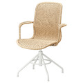 STIGBYGEL Swivel chair with armrests, beige/white