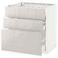 METOD / MAXIMERA Base cabinet with 3 drawers, white, Ringhult light grey, 80x60 cm