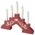 STRÅLA LED 5-armed candelabra, battery-operated/mini red