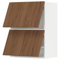 METOD Wall cab horizo 2 doors w push-open, white/Tistorp brown walnut effect, 60x80 cm