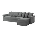 GRÖNLID Cover for 4-seat sofa, with chaise longue/Ljungen medium grey