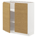 METOD Base cabinet with shelves/2 doors, white/Voxtorp oak effect, 80x37 cm