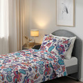 VITKNAVEL Duvet cover and pillowcase, flower/multicoloured, 150x200/50x60 cm