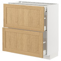 METOD / MAXIMERA Base cab with 2 fronts/3 drawers, white/Forsbacka oak, 80x37 cm