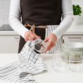 RINNIG Tea towel, white/dark grey, patterned, 45x60 cm
