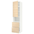 METOD / MAXIMERA Hi cab f micro w door/2 drawers, white/Askersund light ash effect, 60x60x240 cm