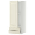 METOD / MAXIMERA Wall cabinet with door/2 drawers, white/Bodbyn off-white, 40x100 cm