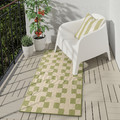 GÅNGSTIG Kitchen mat, flatwoven green/off-white, 70x160 cm