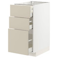 METOD / MAXIMERA Base cabinet with 3 drawers, white/Havstorp beige, 40x60 cm