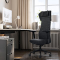 GRÖNFJÄLL Office chair with arm/headrest, Letafors grey/black