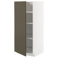 METOD High cabinet with shelves, white/Havstorp brown-beige, 60x60x140 cm