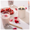 SÖTRÖNN Scented candle in ceramic jar, red berries & vanilla/white, 45 hr