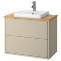 HAVBÄCK / ORRSJÖN Wash-stnd w drawers/wash-basin/tap, beige/bamboo, 82x49x71 cm