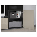 BESTÅ TV storage combination/glass doors, black-brown/Selsviken high-gloss/beige smoked glass, 240x42x129 cm