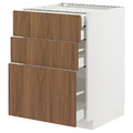 METOD / MAXIMERA Base cb 3 frnts/2 low/1 md/1 hi drw, white/Tistorp brown walnut effect, 60x60 cm