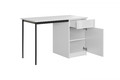 Desk with Drawer Nicole 120 cm, matt white, black legs