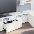 BESTÅ TV storage combination/glass doors, white/Hanviken white clear glass, 240x42x190 cm