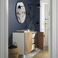 BESTÅ Storage combination with doors, white, Hedeviken/Stubbarp oak veneer, 120x42x74 cm