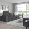 VIMLE 3-seat sofa, with headrest with wide armrests/Hallarp grey