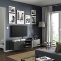 BESTÅ TV bench with doors, dark grey/Lappviken dark grey, 180x42x38 cm