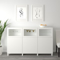 BESTÅ Storage combination with doors, white, Lappviken white, clear glass, 180x40x112 cm