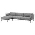 ÄPPLARYD 4-seat sofa with chaise longue, Lejde grey/black