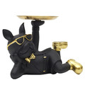 Decorative Figure Bulldog with Tray, black