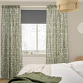 SKOGSSTJÄRNA Curtains, 1 pair, grey-green/white, 145x300 cm