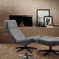 HAVBERG Armchair and footstool, Lejde grey/black