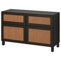 BESTÅ Storage combination w doors/drawers, black-brown Studsviken/Stubbarp/dark brown woven poplar, 120x42x74 cm