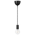 SUNNEBY / LUNNOM Pendant lamp with light bulb, black globe/clear