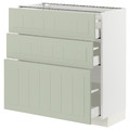 METOD / MAXIMERA Base cabinet with 3 drawers, white/Stensund light green, 80x37 cm