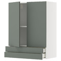 METOD / MAXIMERA Wall cabinet w 2 doors/2 drawers, white/Nickebo matt grey-green, 80x100 cm