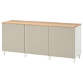 BESTÅ Storage combination with doors, white, Sutterviken/Kabbarp grey-beige, 180x42x76 cm