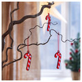 VINTERFINT Tree ornament, glass/candy cane red/white, 8 cm