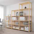 IVAR 3 sections/shelves, pine, 259x50x226 cm