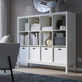 KALLAX Shelving unit with underframe, white/white, 147x129 cm